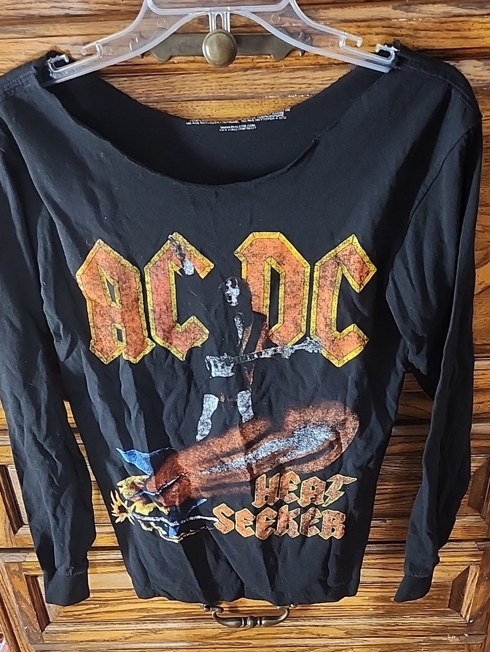 AC/DC Black Long Sleeve Tee with Yellow and Orange Graphic
